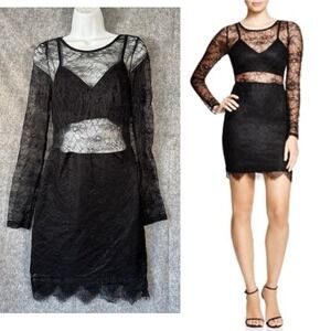Lucy Paris Lace Dress‎ Womens Medium Coquette Witchy Whimsigoth Sheer Black
